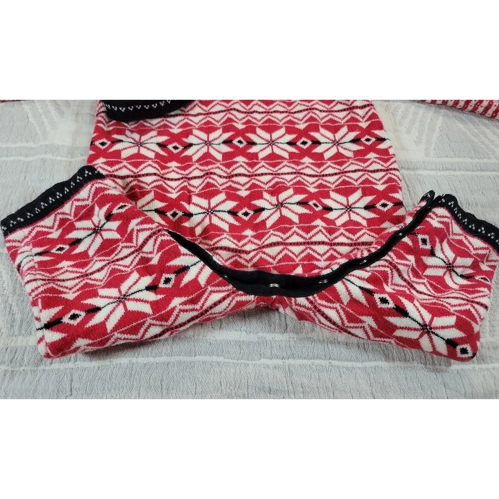 Hanna Andersson Baby Fair Isle Hooded Romper Red Knit One Piece Size 70 6–12M
